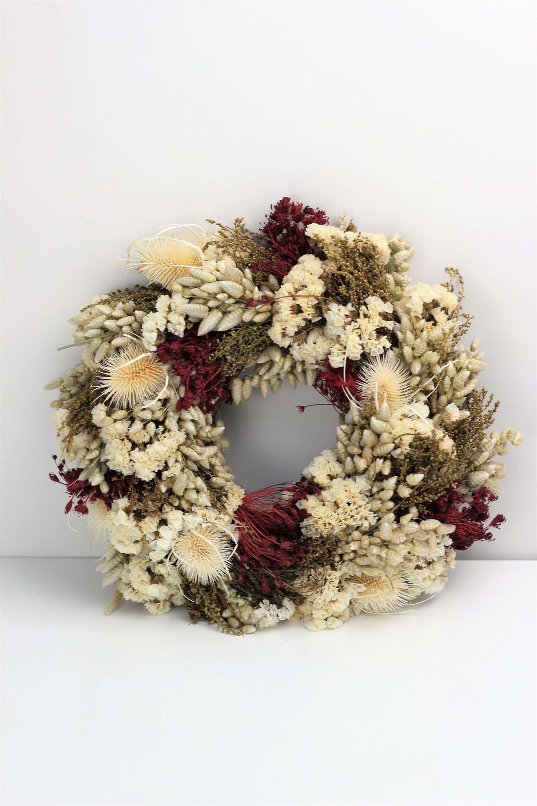 Festive Dried Wreath – Bleached, Red Selection, 30 cm