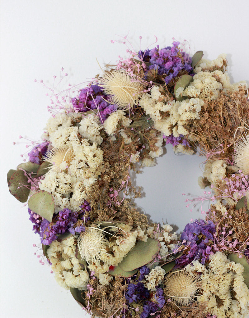 Dried Wreath - Lilac, Bleached, 30 cm