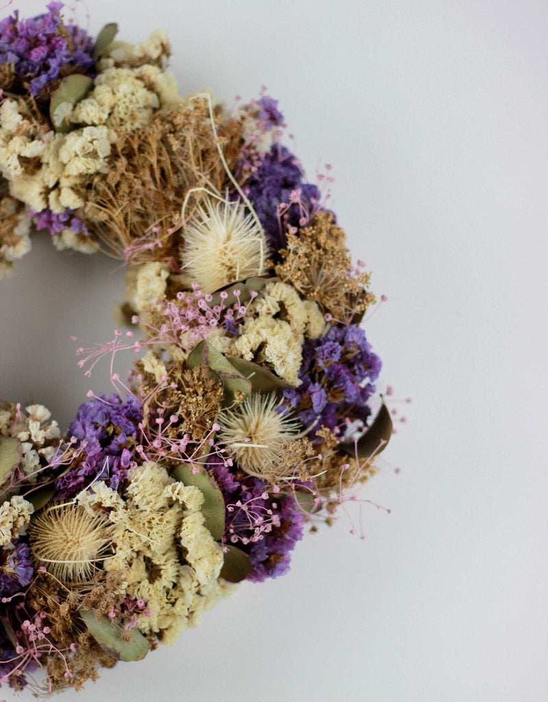 Dried Wreath - Lilac, Bleached