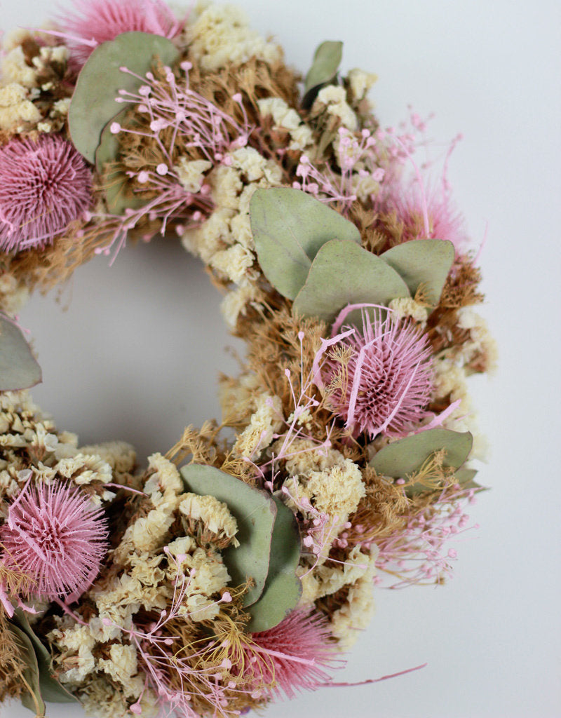 Dried Wreath - With Pink Selection, Bleached, 30 cm