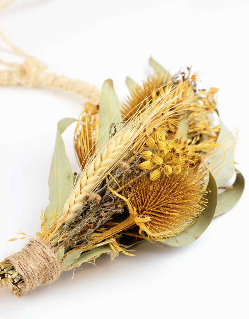 Dried Flower Hoop Wreath - Yellow Natural
