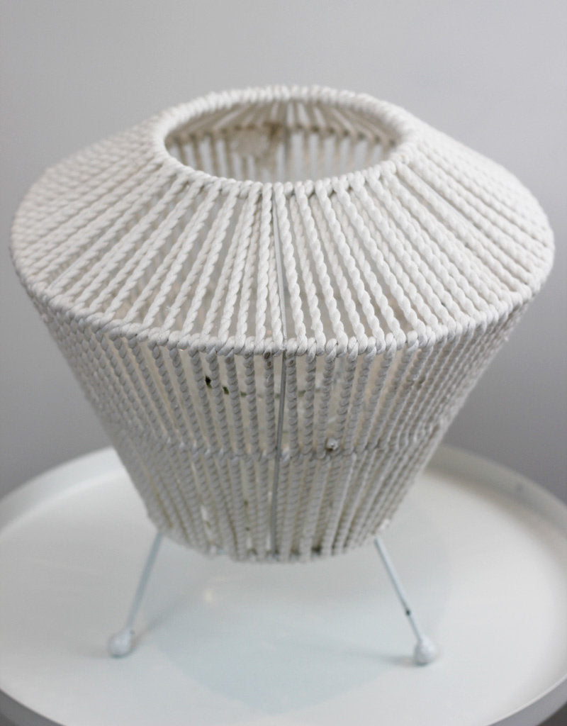 White Rope & Metal Frame Candle Lantern - Incl. Candle Glass, 35 cm