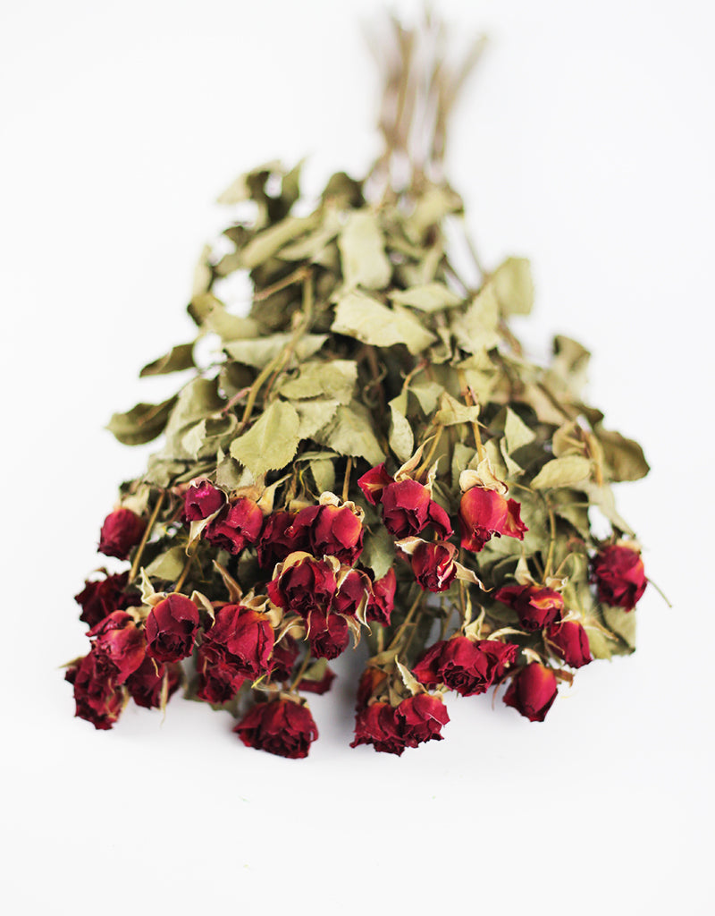 DRIED SPRAY ROSES RED FLOWERS BUNCH