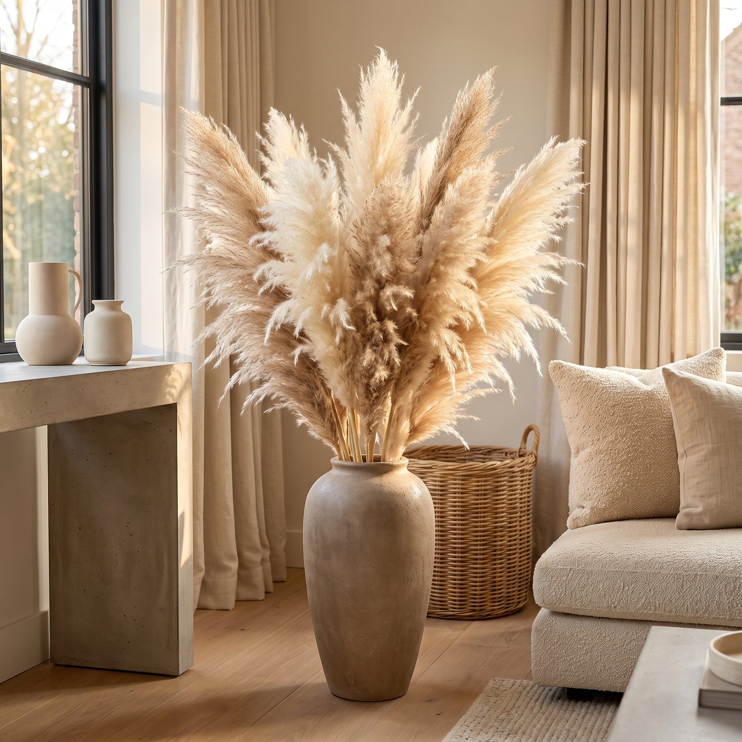 Dried Natural Semi bleached pampas grass