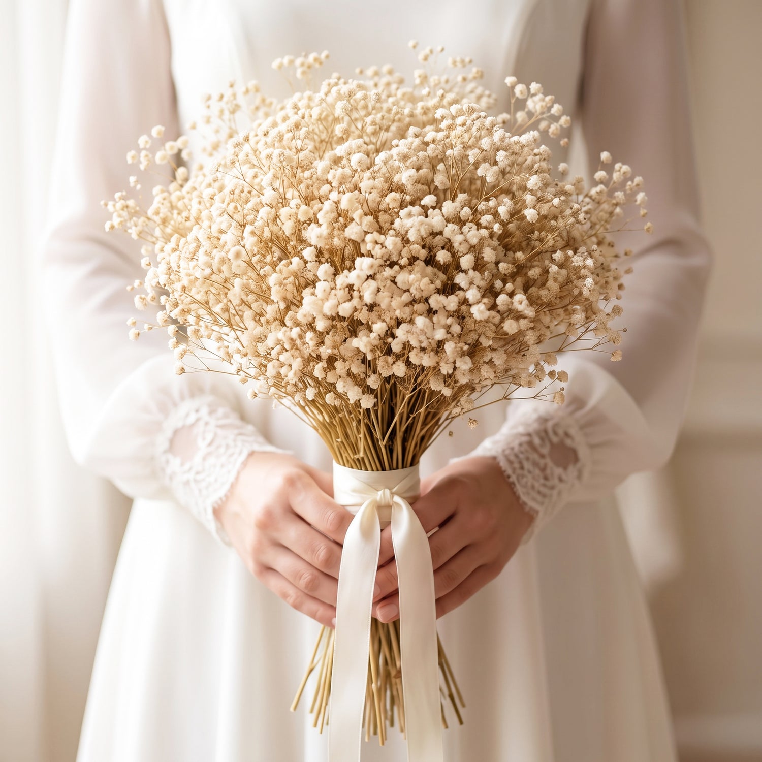 Preserved Gypsophila Flowers - Natural Variety bouquet, 200 grams, 70 cm (Baby’s Breath)