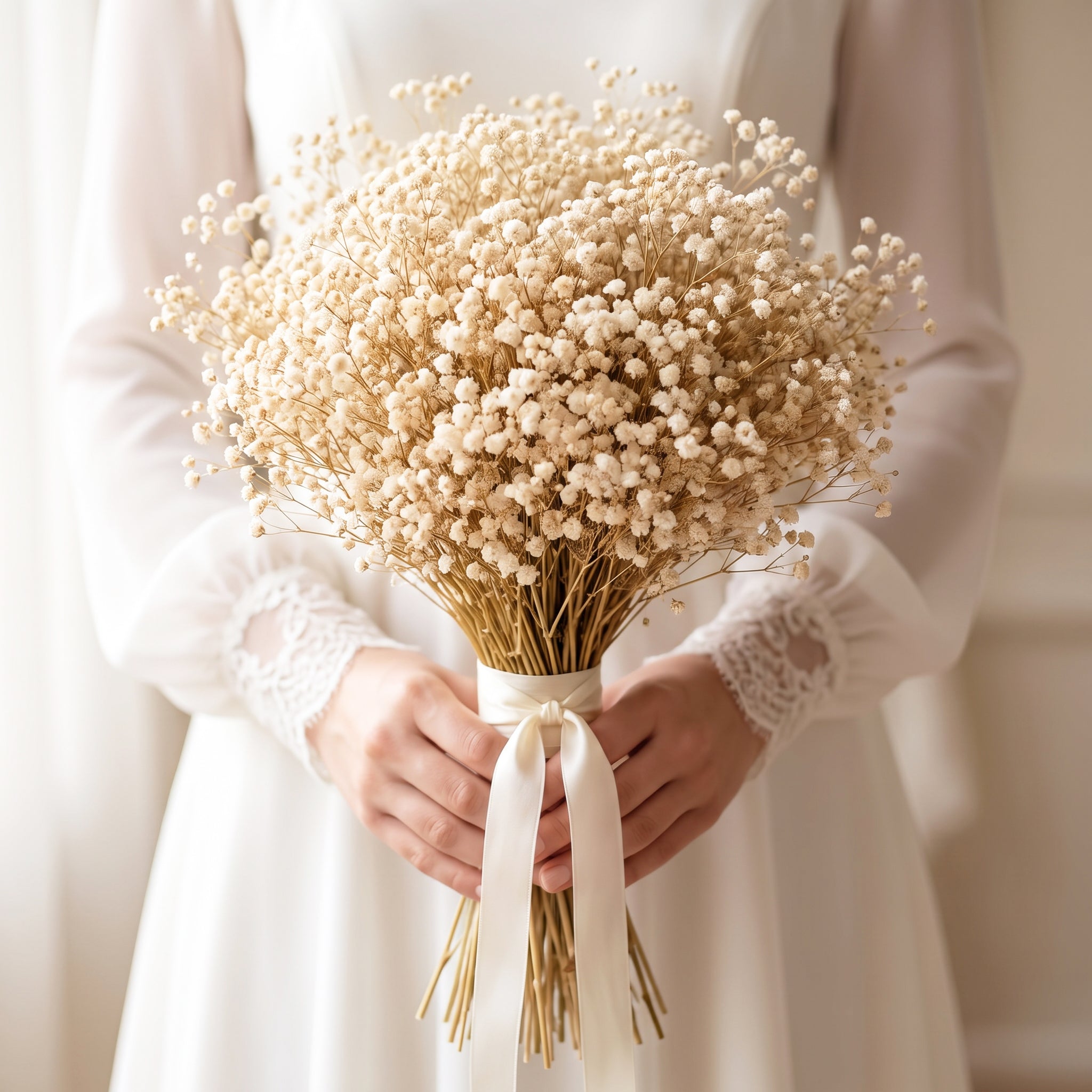 Preserved Gypsophila Flowers - Natural Variety bouquet, 200 grams, 70 cm (Baby’s Breath)
