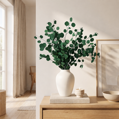 Preserved Eucalyptus Populus Stems - Green Bunch, 70 cm
