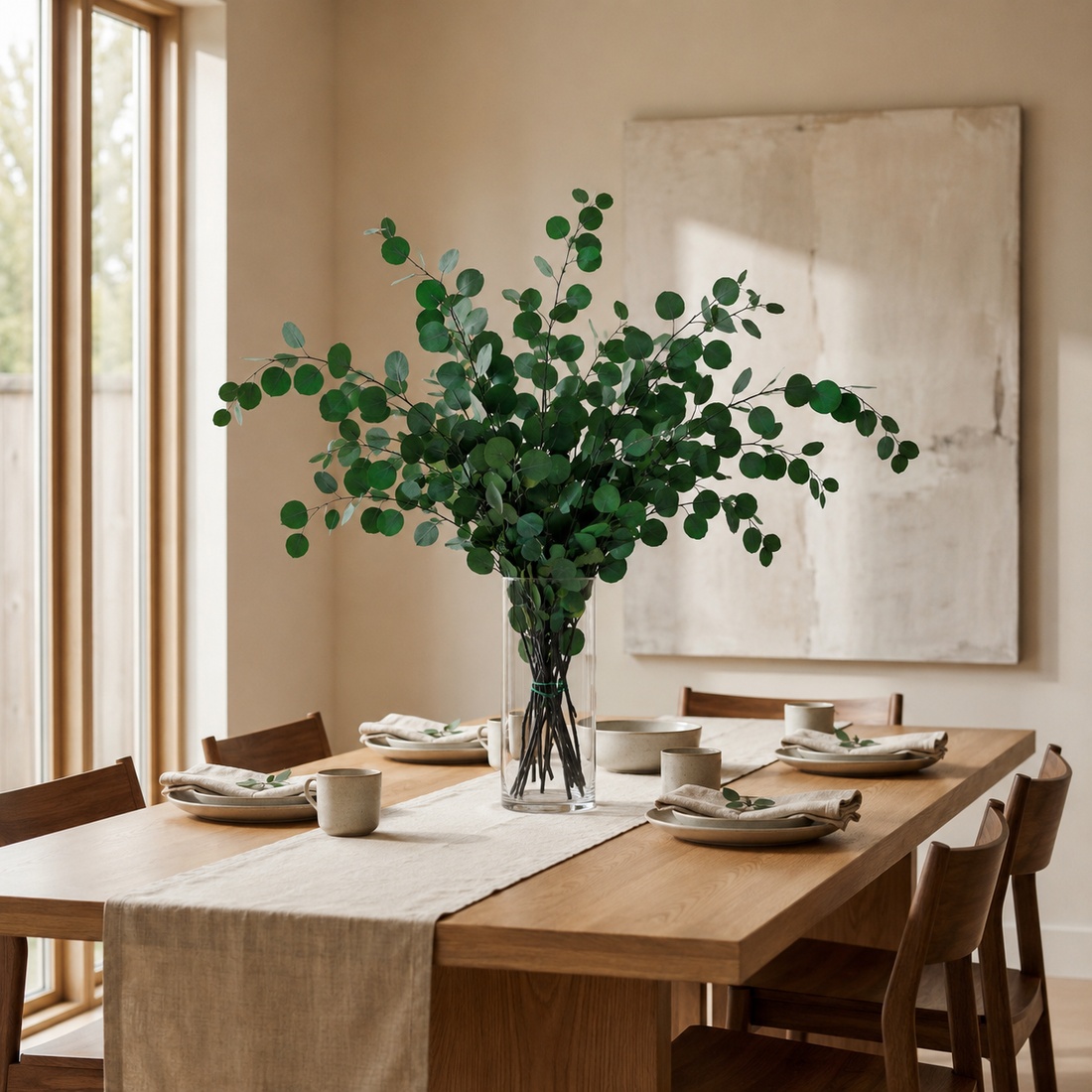 Preserved Eucalyptus Populus Stems - Green Bunch, 70 cm