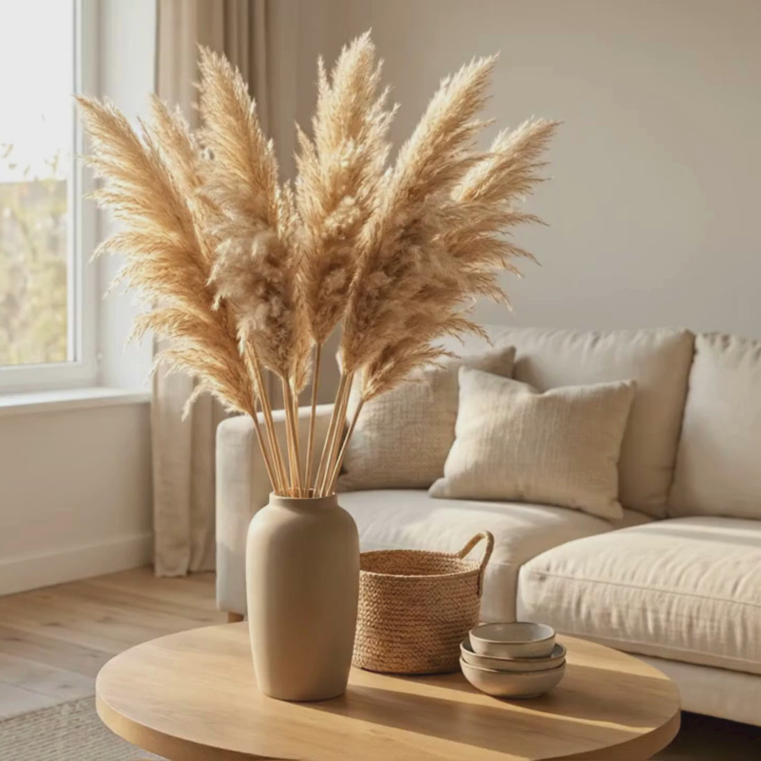 Dried Natural Semi bleached pampas