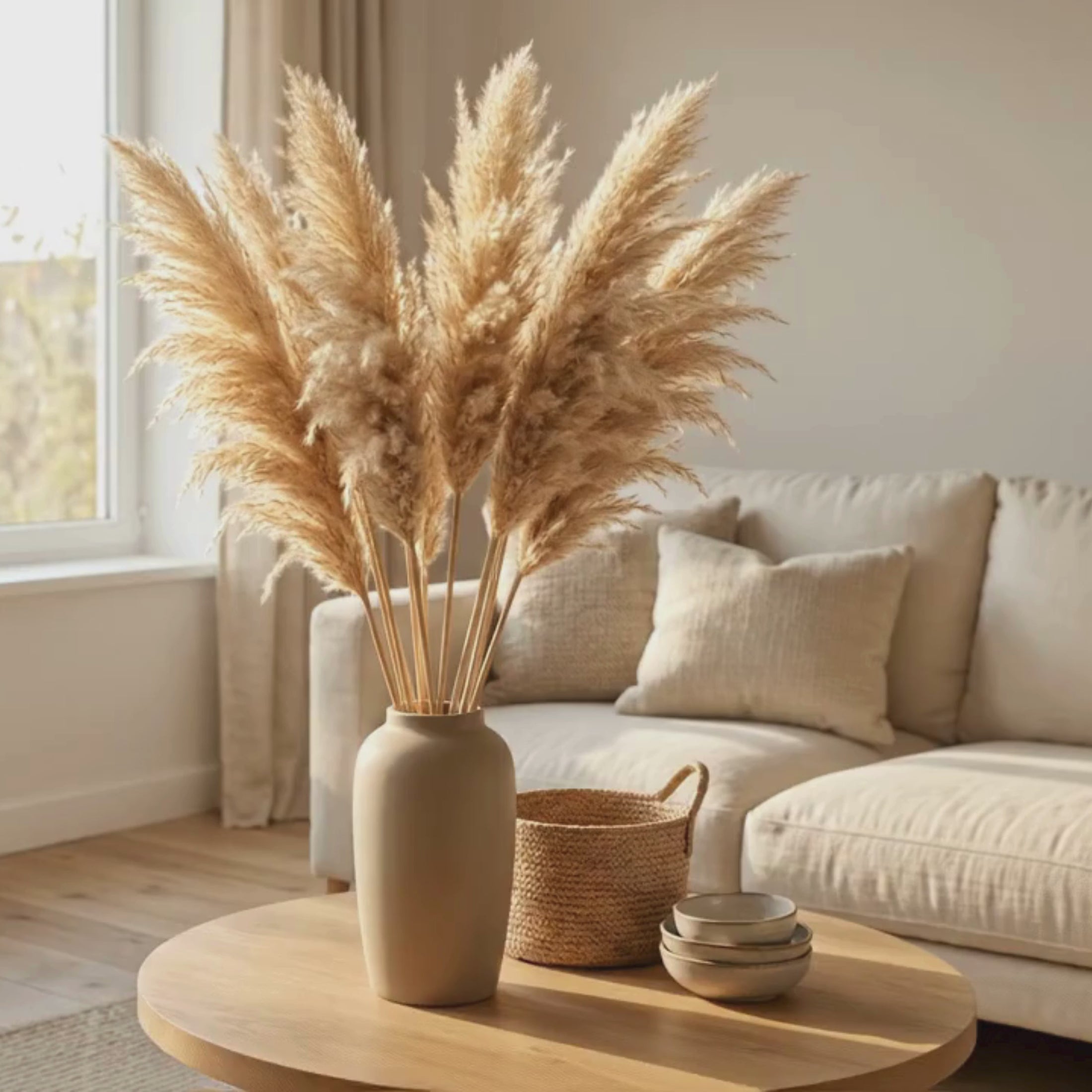 Dried Natural Semi bleached pampas