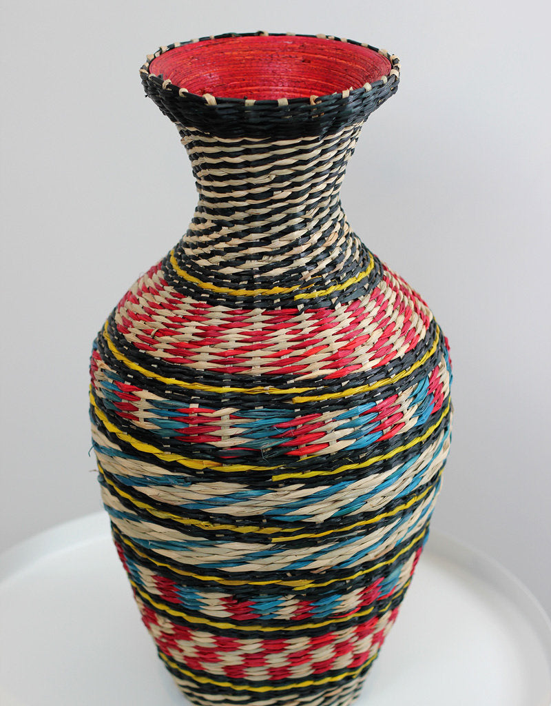 African Style Woven Grass Finish Vase - For Dried Flowers Only, 45 cm
