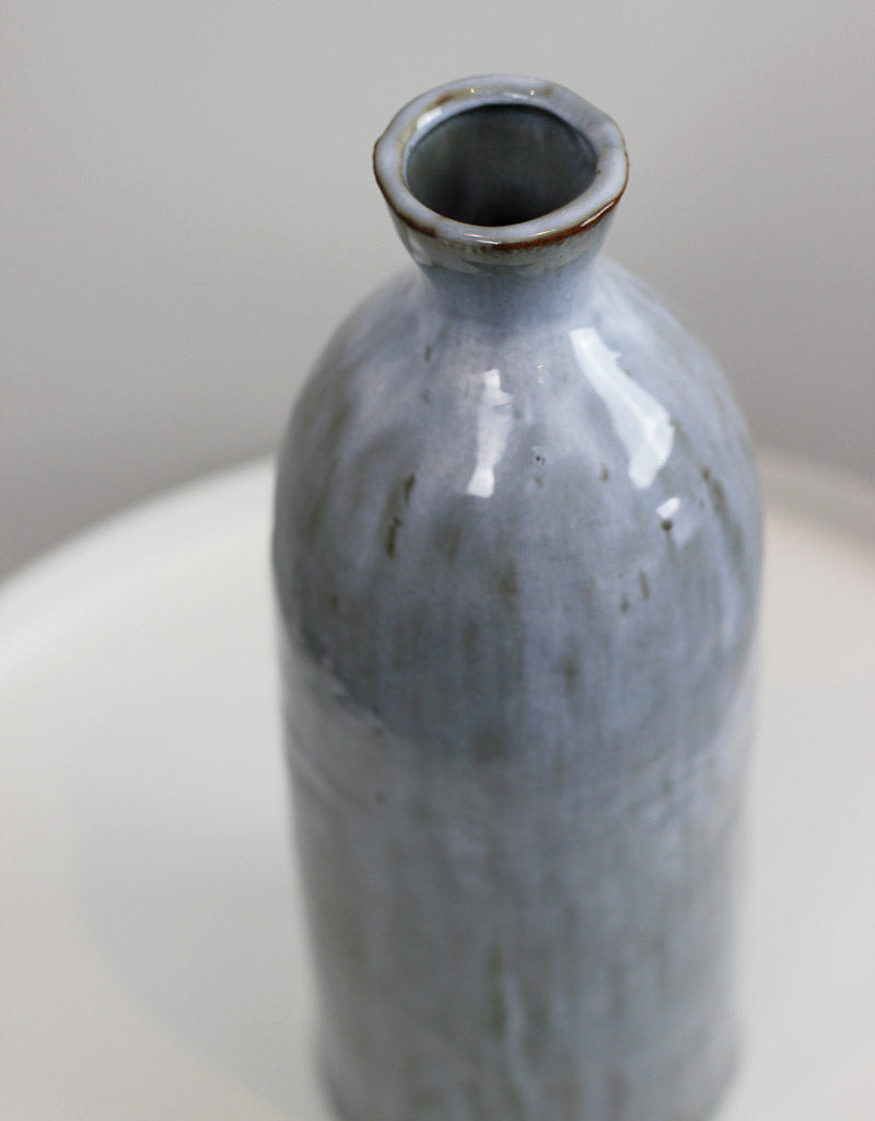 Ceramic Glazed Slim Neck Vase - Grey