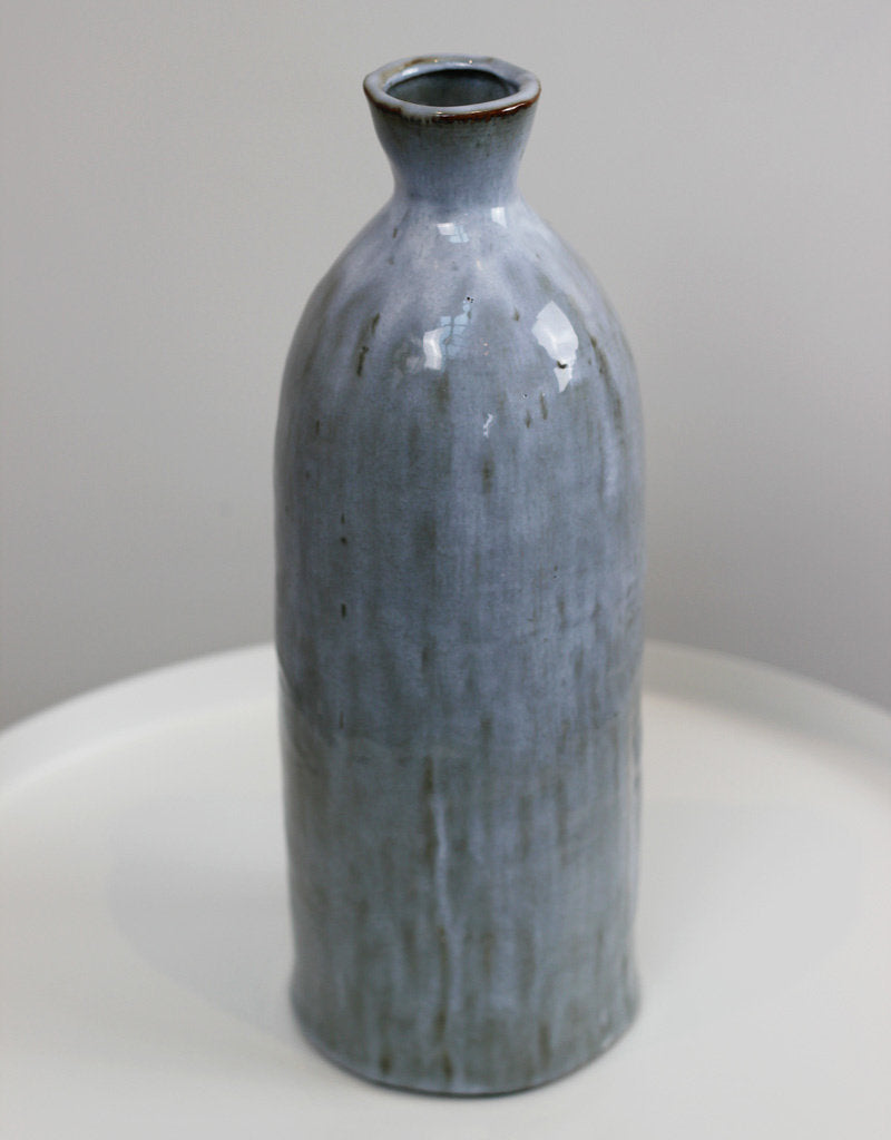 Ceramic Glazed Slim Neck Vase - Grey, 32.5cm