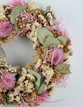 Dried Wreath - With Pink Selection, Bleached, 30 cm