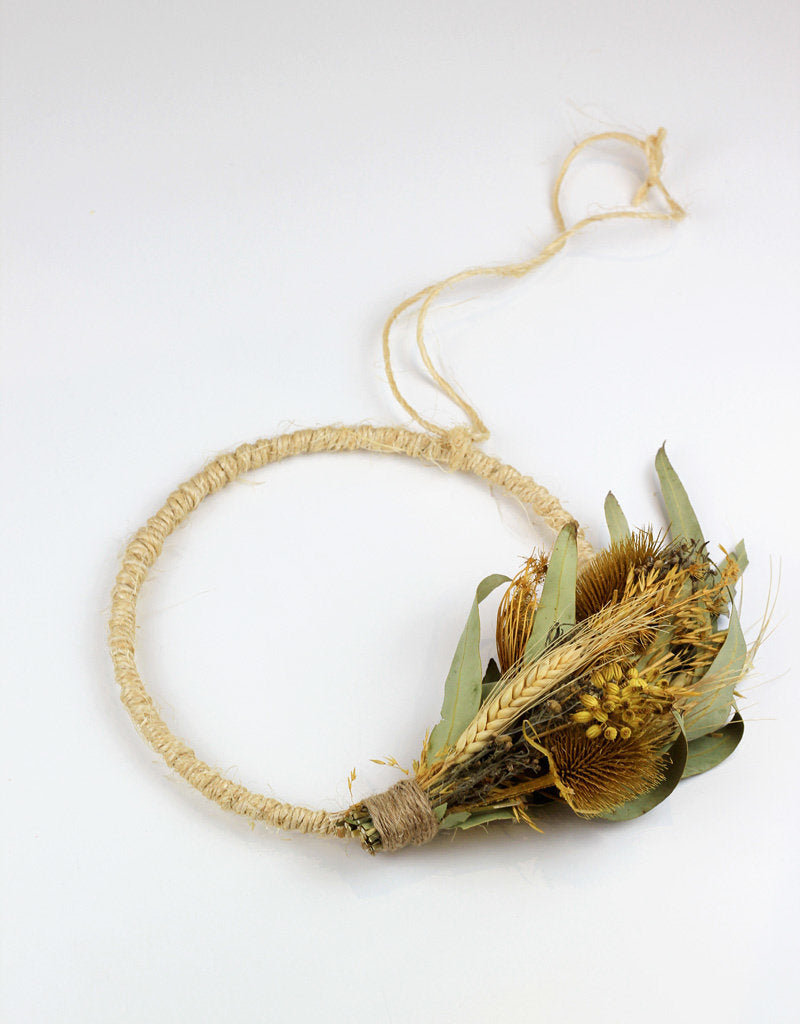 Dried Flower Hoop Wreath - Yellow Selection, 25 cm