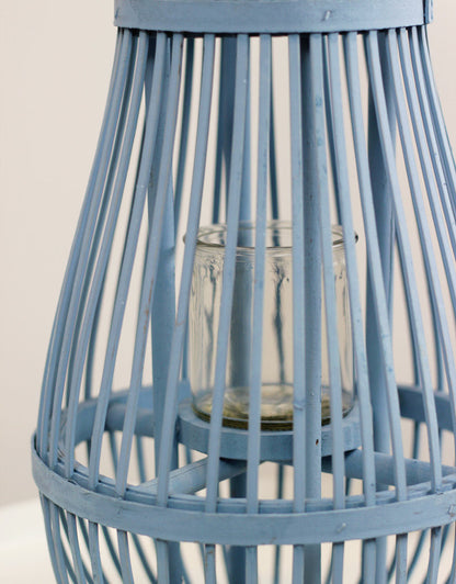 Buy Blue Wicker Candle Lantern - Incl. Candle Glass