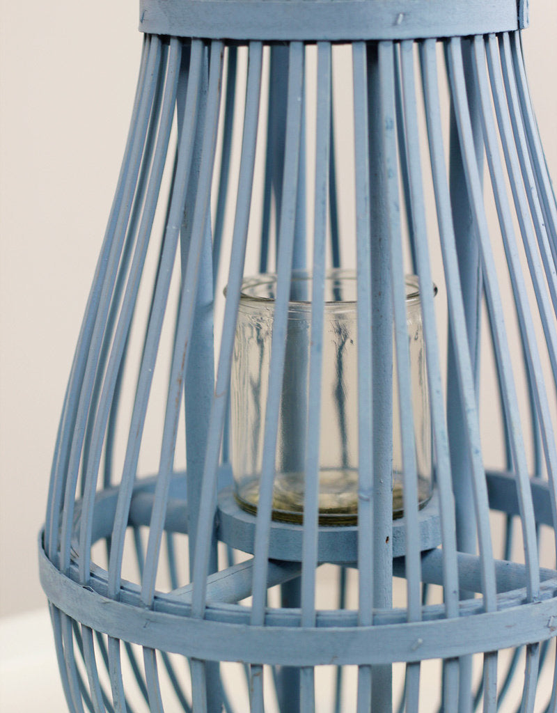 Buy Blue Wicker Candle Lantern - Incl. Candle Glass